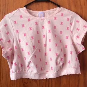 Savage X Cotton Jersey Crop Top- Pink Ash X Link Print